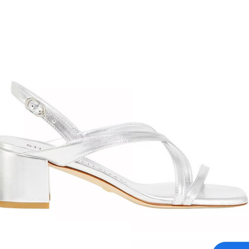 🌹STUART WEITZMAN🌹 Oasis 50 Block Heel Sandal In Silver Size: 8B